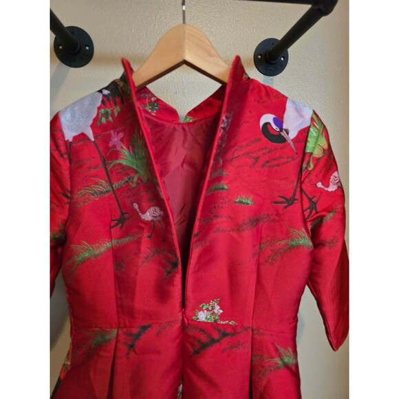 Crane print QiPao Dress size medium - Picture 7 of 9